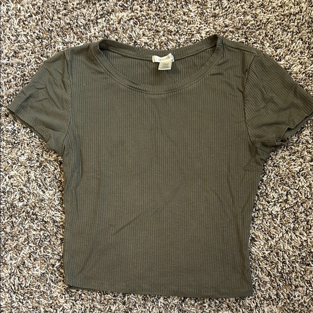 Bozzolo Green Fitted Crop T-Shirt